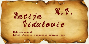 Matija Vidulović vizit kartica